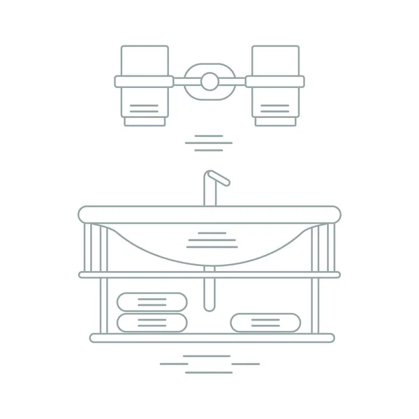 Linda ilustración vectorial con elementos de baño. Baño interi — Vector de stock