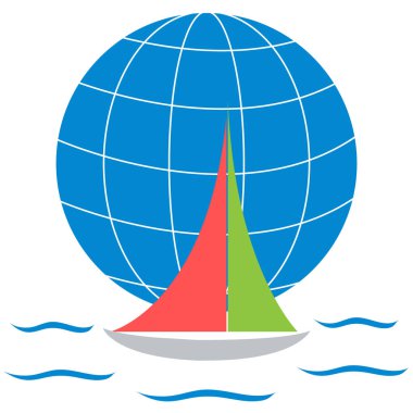 Dalgalar üzerinde bir gl yelken renkli bir yat stilize simgesi