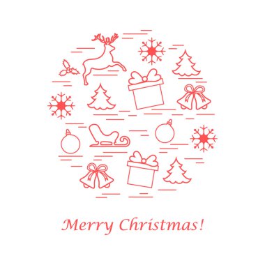 Farklı yeni yıl ve Noel simgeler vektör çizim 