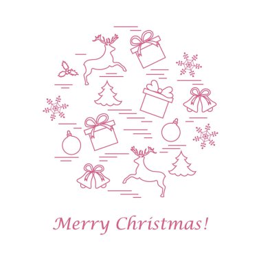 Farklı yeni yıl ve Noel simgeler vektör çizim 