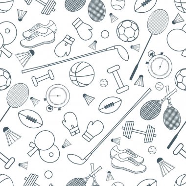 Spor konulu seamless modeli. Vektör çizim spor