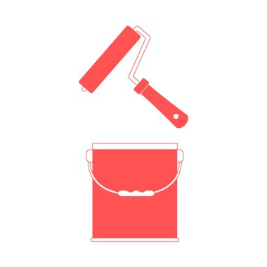 Boya ve boya kovası için renkli silindir güzel resim 