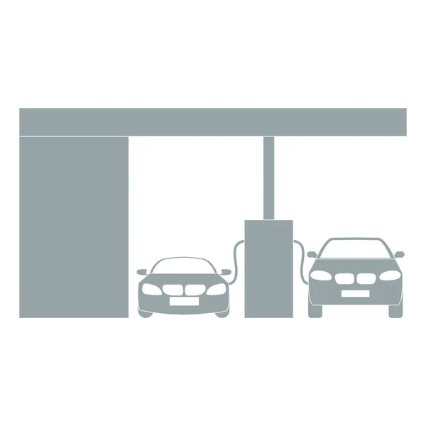 Gestileerde icoon van het tankstation met twee auto 's — Stockvector