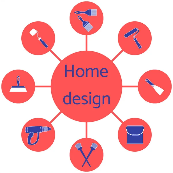 Belle image d'un schéma coloré avec différents outils pour le pr — Image vectorielle