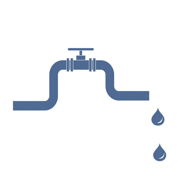 Gestileerde pictogram van de pijp met een klep en brandstof druppels — Stockvector