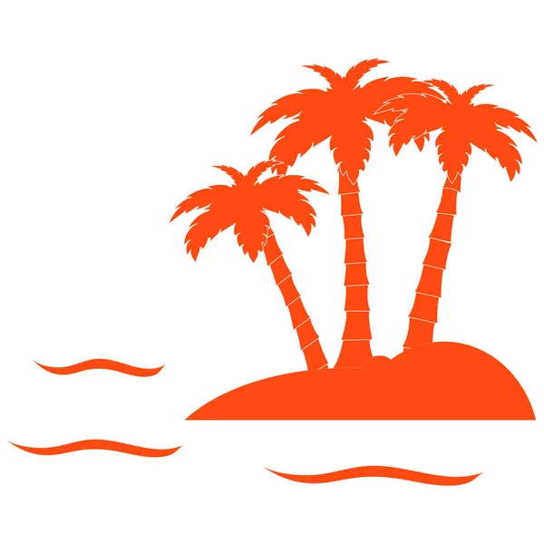 Stilisierte Ikone der Insel mit drei Palmen umgeben von — Stockvektor