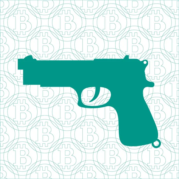 Silah bitcoin arka plan üzerinde stilize simgesi — Stok Vektör