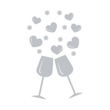 Sevimli vektör Illustration iki stemware yürekleri. C tebrik