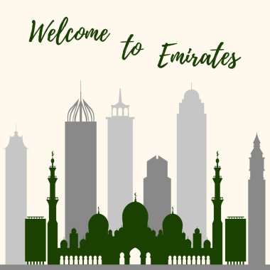 Birleşik Arap Emirlikleri gökdelenler silhouet vektör çizim