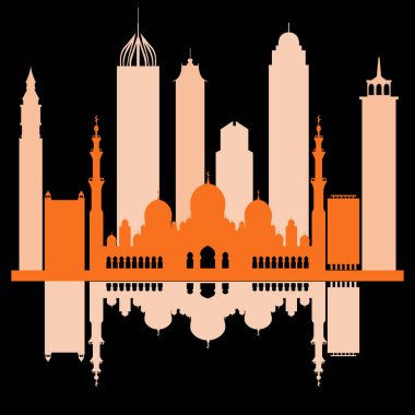 Birleşik Arap Emirlikleri gökdelenler silhouet vektör çizim
