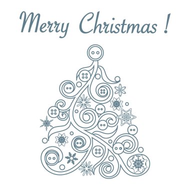 Orijinal Noel ağacı sevimli vektör çizim wi dekore edilmiştir.