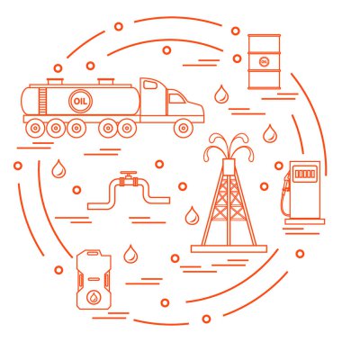Sevimli vektör çizim petrol tankeri, petrol produ için donatım