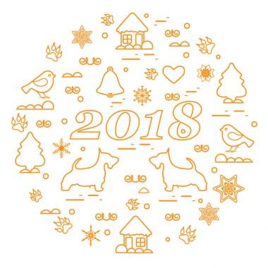 Farklı yeni yıl ve Noel sym sevimli vektör çizimi