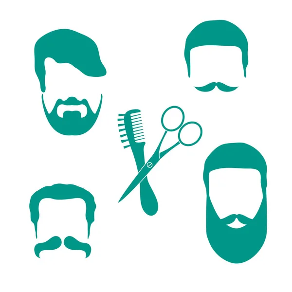 Χαριτωμένο διανυσματικά εικονογράφηση άνδρες χτενίσματα, γένια και μουστάκια — Διανυσματικό Αρχείο