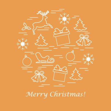 Farklı yeni yıl ve Noel simgeler vektör çizim 