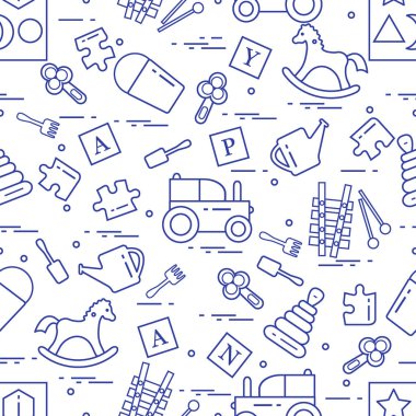 Çocukların oyuncakları çeşitli ile şirin seamless modeli: h sallanan