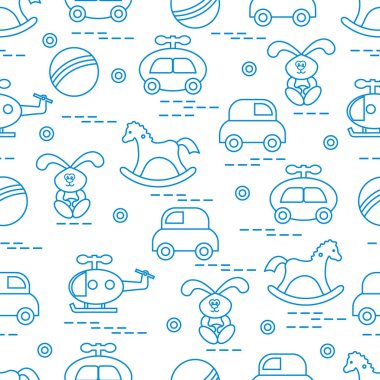 Çocukların oyuncakları çeşitli ile şirin seamless modeli: h sallanan