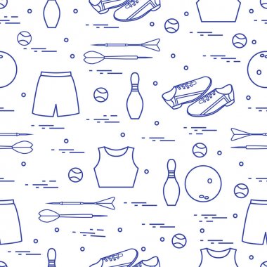 Spor için çeşitli ürünler ile Seamless modeli. Spor Tema.