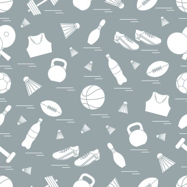 Spor konulu seamless modeli. Vektör çizim spor
