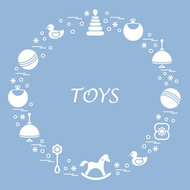 Vektör çizim çocuklar bir daire içinde düzenlenmiş elemanları: whirligi