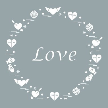 Sevimli vektör çizim ile farklı romantik sembolleri düzenlemek