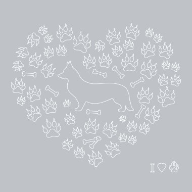 Galce Corgi Pembroke silueti bir arka plan üzerinde güzel resim 