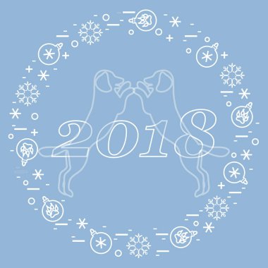 Sevimli vektör çizim iki köpek ve yazıt mutlu yeni y