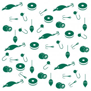 Interesting pattern with different tools for fishing  clipart