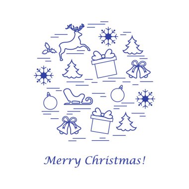 Farklı yeni yıl ve Noel simgeler vektör çizim 