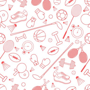 Spor konulu seamless modeli. Vektör çizim spor