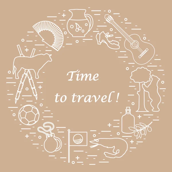 Vektör illüstrasyon düzenlenen İspanya çeşitli semboller ile bir 