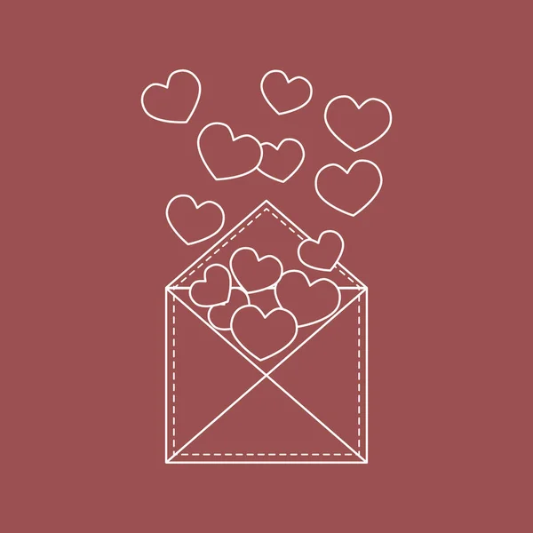 Симпатичная векторная иллюстрация почтового конверта с сердцем . — стоковый вектор