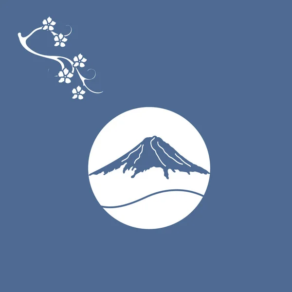 Söt illustration av grenen av körsbärsblommor och mount Fuji. — Stock vektor