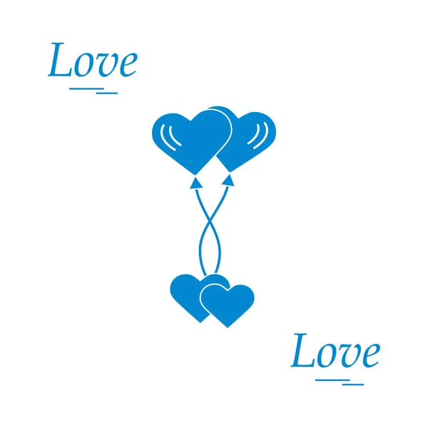 Linda ilustración vectorial de símbolos de amor: globos de aire del corazón ico — Archivo Imágenes Vectoriales