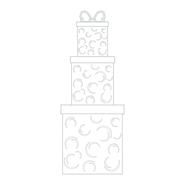 Vector illustration of gift boxes decorated snowflakes on white — Stock Vector