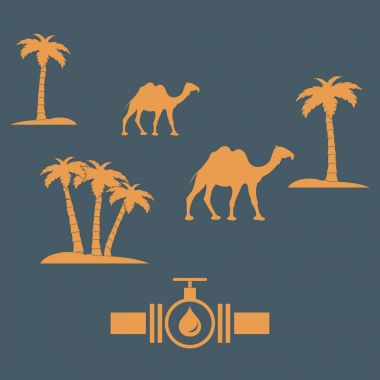 Vana ve yakıt ile borunun stilize simgesi hurma ile damla 