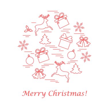 Farklı yeni yıl ve Noel simgeler vektör çizim 