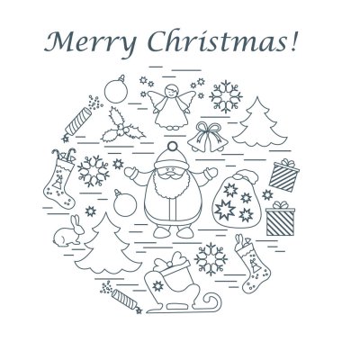 Farklı yeni yıl ve Noel simgeler vektör çizim 