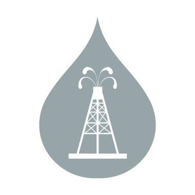 Petrol sondaj platformu yağla spurting çeşmeler ile stilize simgesi
