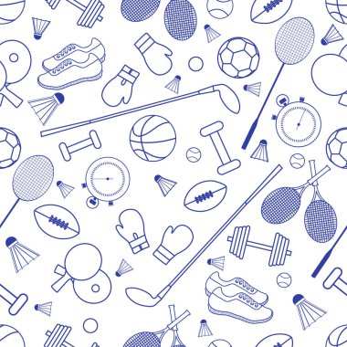 Spor konulu seamless modeli. Vektör çizim spor