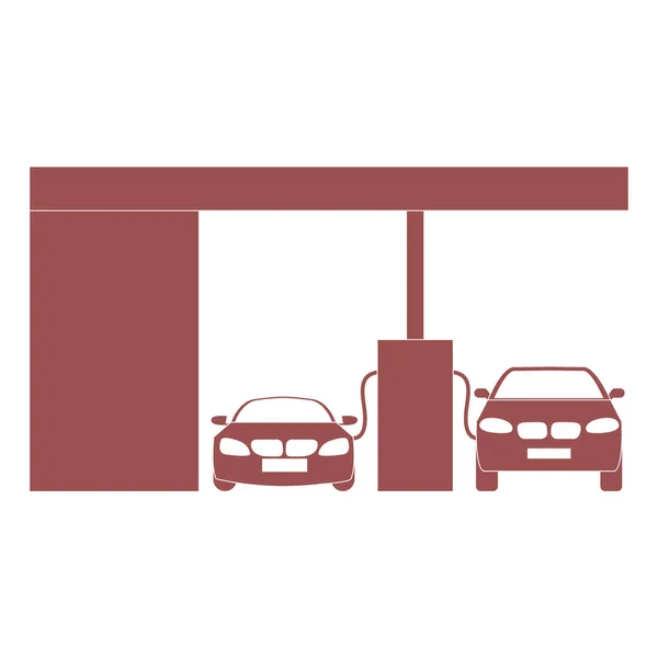 Stylized icon of the petrol station with two cars — Stock Vector
