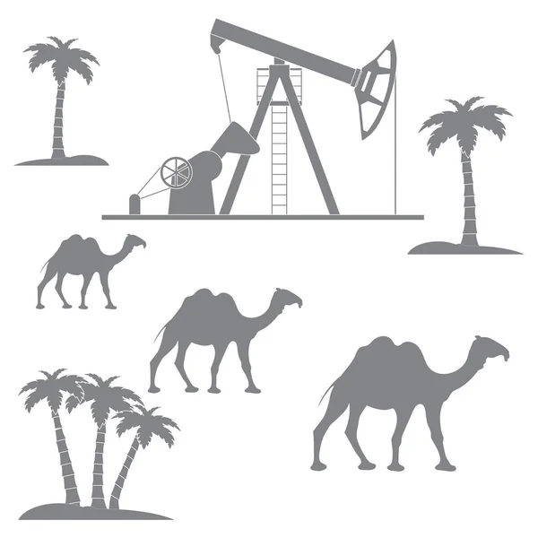 Stiliserade ikon för oljeproduktion på en backgrou — Stock vektor