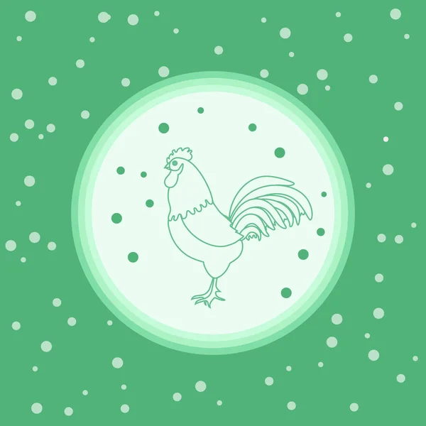 Silueta de un gallo en un círculo sobre un fondo de color con — Vector de stock