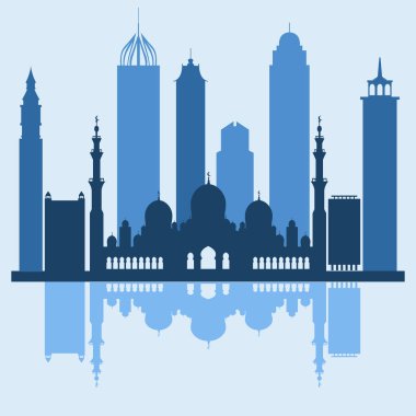 Birleşik Arap Emirlikleri gökdelenler silhouet vektör çizim