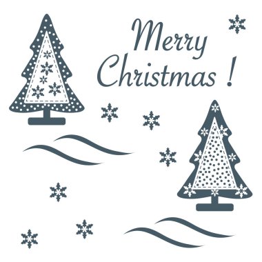 Dikişli Noel ağacı sevimli vektör çizim wi dekore edilmiştir.