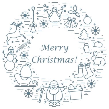 Farklı yeni yıl ve Noel simgeler vektör çizim 