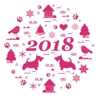 Farklı yeni yıl ve Noel sym sevimli vektör çizimi