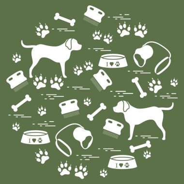 Bir CI düzenlenmiş köpek bakımı için sevimli vektör çizim ürünler