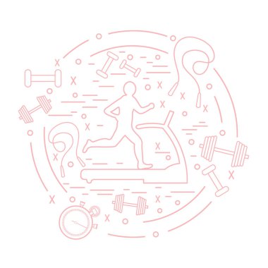 Bir koşu bandı üzerinde koşu adamın illüstrasyon vektör ve farklı