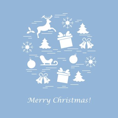 Farklı yeni yıl ve Noel simgeler vektör çizim.